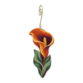 Calla Lily wooden ornament O560 with gold spiral hook by Green Tree Jewelry
