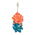 Garden Rose wooden ornament O561 with gold spiral hook by Green Tree Jewelry
