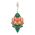 Lotus Petals wooden ornament O563 with gold spiral hook by Green Tree Jewelry