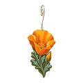 California Poppy wooden ornament O565 with gold spiral hook by Green Tree Jewelry