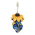 Black Eyed Susan wooden ornament O568 with gold spiral hook by Green Tree Jewelry