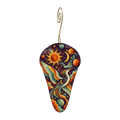 Cosmic Phoenix wooden ornament O570 with gold spiral hook by Green Tree Jewelry