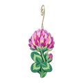 Clover Bloom wooden ornament O571 with gold spiral hook by Green Tree Jewelry