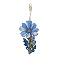 Chicory Flower wooden ornament O572 with gold spiral hook by Green Tree Jewelry