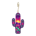 Saguaro Sunset wooden ornament O573 with gold spiral hook by Green Tree Jewelry