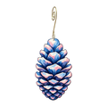 Pinecone wooden ornament O581 with gold spiral hook by Green Tree Jewelry