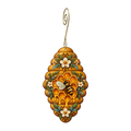Honeycomb Hive wooden ornament O584 with gold spiral hook by Green Tree Jewelry