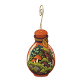 Moss Terrarium wooden ornament O585 with gold spiral hook by Green Tree Jewelry