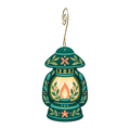 Woodland Lantern wooden ornament O587 with gold spiral hook by Green Tree Jewelry