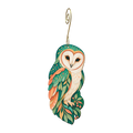 Barn Owl wooden ornament O591 with gold spiral hook by Green Tree Jewelry