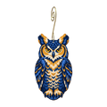 Great Horned Owl wooden ornament O592 with gold spiral hook by Green Tree Jewelry