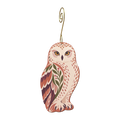 Snowy Owl wooden ornament O593 with gold spiral hook by Green Tree Jewelry