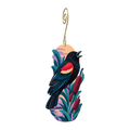 Red Winged Blackbird wooden ornament O595 with gold spiral hook by Green Tree Jewelry