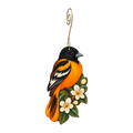 Baltimore Oriole wooden ornament O596 with gold spiral hook by Green Tree Jewelry