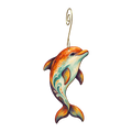Dolphin wooden ornament O605 with gold spiral hook by Green Tree Jewelry