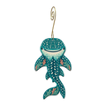 Whale Shark wooden ornament O606 with gold spiral hook by Green Tree Jewelry