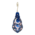 Crescent Garden wooden ornament O611 with gold spiral hook by Green Tree Jewelry