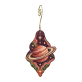 Saturn Rings wooden ornament O612 with gold spiral hook by Green Tree Jewelry