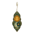 Sun and Moon wooden ornament O613 with gold spiral hook by Green Tree Jewelry
