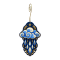 Rain Cloud wooden ornament O615 with gold spiral hook by Green Tree Jewelry