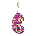 Pangolin wooden ornament O618 with gold spiral hook by Green Tree Jewelry