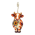 Dairy Cow wooden ornament O622 with gold spiral hook by Green Tree Jewelry