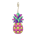 Pineapple wooden ornament O624 with gold spiral hook by Green Tree Jewelry