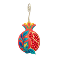 Pomegranate wooden ornament O625 with gold spiral hook by Green Tree Jewelry