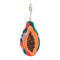 Papaya wooden ornament O626 with gold spiral hook by Green Tree Jewelry