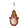 Dragon Fruit wooden ornament O627 with gold spiral hook by Green Tree Jewelry