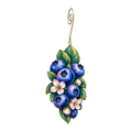 Blueberry Cluster wooden ornament O628 with gold spiral hook by Green Tree Jewelry