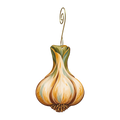 Garlic Bulb wooden ornament O631 with gold spiral hook by Green Tree Jewelry