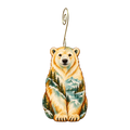 Polar Bear wooden ornament O632 with gold spiral hook by Green Tree Jewelry
