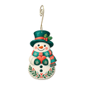 Snowman wooden ornament O633 with gold spiral hook by Green Tree Jewelry