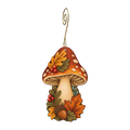 Autumn Mushroom wooden ornament O635 with gold spiral hook by Green Tree Jewelry