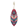 Bohemian Feather wooden ornament O638 with gold spiral hook by Green Tree Jewelry
