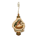 O645 — The Distaff's Gift wooden Nativity ornament with gold spiral hook