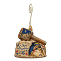 O652 — The Mason's Mallet wooden Nativity ornament with gold spiral hook