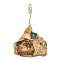 O653 — The Measuring Reed wooden Nativity ornament with gold spiral hook