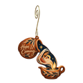 O657 — Oil Cruse of Hope wooden Nativity ornament with gold spiral hook
