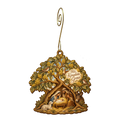 O674 — Branches for the Birds wooden Nativity ornament with gold spiral hook