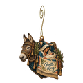 O676 — The King's Bridle wooden Nativity ornament with gold spiral hook