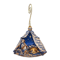 O683 — Tent Flap of Stars wooden Nativity ornament with gold spiral hook
