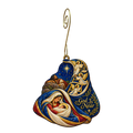 O689 — Ladder in the Cloak wooden Nativity ornament with gold spiral hook