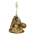 O690 — Oil on the Standing Stone wooden Nativity ornament with gold spiral hook