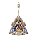 O692 — Seven Sheaves Shelter wooden Nativity ornament with gold spiral hook