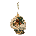 O698 — Cloud Becomes Swaddling wooden Nativity ornament with gold spiral hook