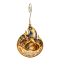 O699 — Pillar of Gentle Fire wooden Nativity ornament with gold spiral hook