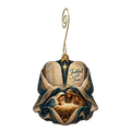 O702 — The Tablets in the Cloak wooden Nativity ornament with gold spiral hook
