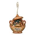 O704 — Manna Jar of Wonder wooden Nativity ornament with gold spiral hook